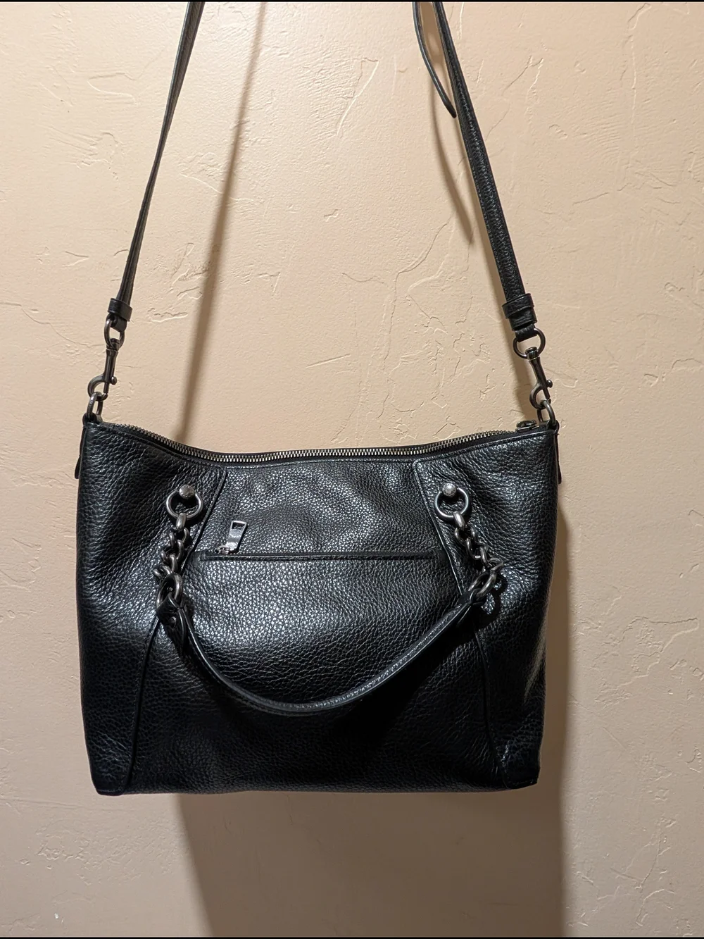Coach Kacey Pebbled Leather Black Shoulder Crossbody Bag Purse C8317